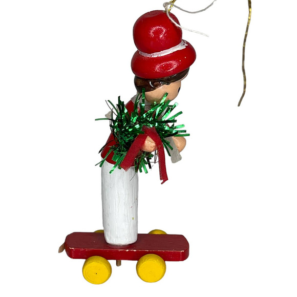 Vintage Clothes Pin Guy on A Skateboard Christmas Ornament - Picture 3 of 10